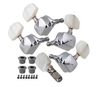 Banjo Closed-Back Tuning Machines Set, Chrome Plated Geared Pegs for Banjo - Replacement Tuners with Cover & Hardware (42x40x23mm)