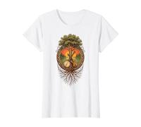 Banjo Fiddle Bluegrass Music Lover Folk Roots Value Graphic T-Shirt, Women, White, S