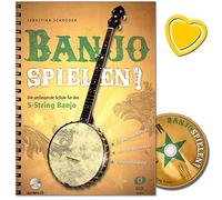 Banjo jouer - Les école complète pour le pour Banjo 5 cordes avec CD (et coloré Cœur Note Pince) de Sebastian Schröder