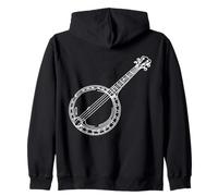 Banjo Line Art Musician Zip Hoodie