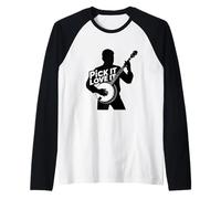 Banjo Pick Love Country Music Folk Bluegrass Banjo Player Raglan Baseball Tee