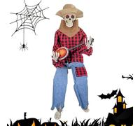 Banjo Play Skeleton - Animated Halloween Prop, Scary Banjo Skeleton Decoration | Scary Skeleton Halloween Skull Decor, Halloween Banjo Player, Ideal for Haunted Houses, Indoor and A