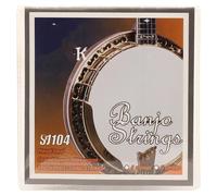 Banjo String Replacement Set, 4 Strings, Stainless Steel Coated Copper Alloy Wound, for 5-String Banjo, Silver/Copper