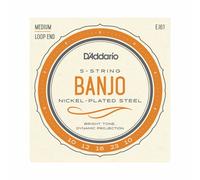BANJO STRINGS D'ADDARIO EJ61 - 5 STRING - NICKEL - MEDIUM - 10-23 - LOOP END