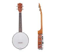 Banjos, Travel Banjo, Banjo Set with BJ10 Strings Capo Cleaning Polish Cloth, 4 String Concert Ukulele, Maple Rosewood Banjo Ukulele, for Beginner
