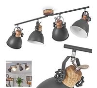 Banjul Ceiling Light, Industrial Ceiling lamp Made of Metal in Grey/Wood Look, 4 x E27, 4-Flame, Ø lampshade 15 cm, Height 26.5 cm, can be Turned/swivelled as Required, Without Bulbs