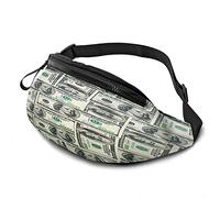 Bank Bill Casual Waist Bag for Men Woman Background of One Hundred Dollar Bills Abstract Green Paper Money Durable Fanny Pack Enjoy Sport Hiking Running Cycling Outdoor