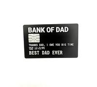 Bank of Dad Credit Card Novelty Wallet Card, Black Metal, Funny Father's Day Gift