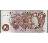Bank of England British 10/- Shilling bank note Crisp UNC / 1967 / England