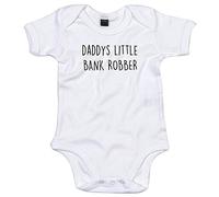 Bank Robber Baby Body Suit Daddys Little Newborn Babygrow Blue with Black Print 0-3 Months