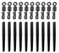 Bank Tackle Anti Tangle Sleeves + Size 8 Quick Change Swivels Carp Fishing Terminal Tackle 5 Colours Available (Black, x 50 Sets)