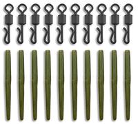 Bank Tackle Anti Tangle Sleeves + Size 8 Quick Change Swivels Carp Fishing Terminal Tackle 5 Colours Available (Green, x 50 Sets)