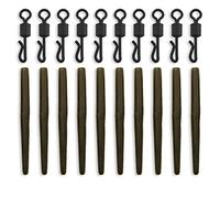 Bank Tackle Anti Tangle Sleeves + Size 8 Quick Change Swivels Carp Fishing Terminal Tackle 5 Colours Available (Dark Green, x 50 Sets)