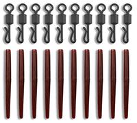 Bank Tackle Anti Tangle Sleeves + Size 8 Quick Change Swivels Carp Terminal Tackle (Brown, x 20 Sets)