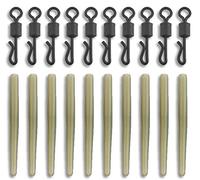 Bank Tackle Anti Tangle Sleeves + Size 8 Quick Change Swivels Carp Terminal Tackle (Trans Green, x 20 Sets)