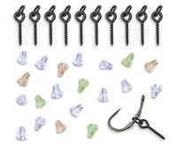 Bank Tackle Bait Screws x 10 + 20 x Hook Stops Carp Fishing Terminal Tackle Rig Set (Trans Green)
