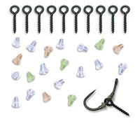Bank Tackle Bait Screws x 10 + 20 x Hook Stops Carp Fishing Terminal Tackle Rig Set (Trans Green)
