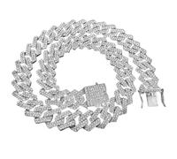 BANKAIJEWE 20mm Hip Hop iced out bling Chain Necklaces Pave Setting Rhinestone Men Hiphop rhombus Cuban Chains Necklace Jewelry Fashion Accessories Creative