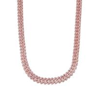 BANKAIJEWE Hip Hop 12MM Prong Cuban Chain Full Iced Out Paved Pink Rhinestones Miami CZ Bling Rapper Necklaces Bracelets For Women Jewelry