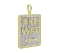 BANKAIJEWE Hip Hop Geometric Rectangle Letter One Way Pendant Necklace Full Paved Cubic Zirconia Iced Out Bling 5A Cz Men Boy Jewelry