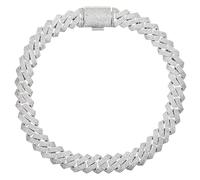 BANKAIJEWE Iced Out Bling 19mm Cuban Chain Necklace Two Tone Color Rectangle CZ Cubic Zirconia Miami Necklaces Men Hip Hop Jewelry