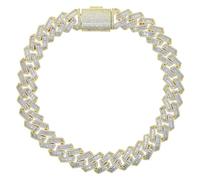 BANKAIJEWE Iced Out Bling 19mm Cuban Chain Necklace Two Tone Color Rectangle CZ Cubic Zirconia Miami Necklaces Men Hip Hop Jewelry