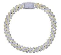 BANKAIJEWE Iced Out Bling 19mm Cuban Chain Necklace Two Tone Color Rectangle CZ Cubic Zirconia Miami Necklaces Men Hip Hop Jewelry