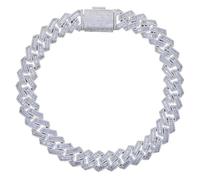 BANKAIJEWE Iced Out Bling 19mm Cuban Chain Necklace Two Tone Color Rectangle CZ Cubic Zirconia Miami Necklaces Men Hip Hop Jewelry