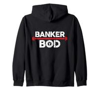 Banker Bod, Funny Banking Exercise Gym Weightlifting Zip Hoodie