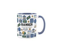 Banker Mug - Funny Finance Worker Novelty Gifts for Bankers - Tea/Coffee Hot Drinks Blue Ceramic Cup Present