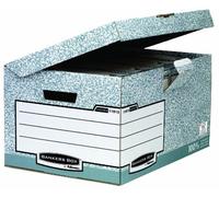BANKERS BOX 10 System Flip Top Maxi Storage Boxe with Lids - Cardboard Storage Box with Lids for Office Storage - Archive Boxes with Handles - W37.8 x H29.3 x D54.5cm (Pack of 10) - Grey
