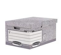 BANKERS BOX 10 System Flip Top Maxi Storage Boxe with Lids - Cardboard Storage Box with Lids for Office Storage - Archive Boxes with Handles - W37.8 x H29.3 x D54.5cm (Pack of 10) - Grey