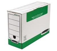 Bankers Box by Fellowes 120 mm Foolscap Transfer File - Green/White - Pack of 10