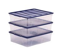 BANKERS BOX 12L Plastic Storage Box 3-Pack, BPA-Free & 100% Recycled Lids, Nesting & Stackable, Dust Cover Lid, 11x32x40cm, Ideal for Home & Office Organisation