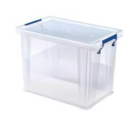 Bankers Box 18.5L Plastic Storage Boxes with Lids. ProStore Super Strong Stackable Plastic Storage Boxes (28 x 32 x 20 cm), Made in the UK, Clear