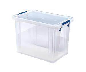 Bankers Box 18.5L Plastic Storage Boxes with Lids. ProStore Super Strong Stackable Plastic Storage Boxes (28 x 32 x 20 cm), Made in the UK, Clear