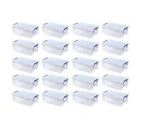 BANKERS BOX 20pk x 10L Plastic Storage Boxes with Lids. ProStore Super Strong Stackable Plastic Storage Boxes (14 x 34 x 21.5cm), Made in the UK, Clear