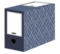BANKERS BOX 5 Décor 150mm Transfer Box Files - Cardboard Transfer Boxes for Folders Paperwork - W9.5 x H24.4 x D33.3cm - Pack of 5 - Urban Slate Blue