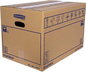 Bankers Box 6208301 Pack of 10 Cardboard Boxes with Handles for Moving, Storage and Transport, Ultra-Resistant, Reinforced Single Channel, 32 Litres, Brown, 43 x 30 x 25 cm