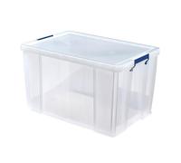 Bankers Box 85L Plastic Storage Boxes with Lids. ProStore Super Strong Stackable Plastic Storage Boxes (37.5 x 57.5 x 38cm), Made in the UK, Clear