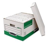 Bankers Box by Fellowes System Storage Box Foolscap White Green Ref 00791 [Pack 10]