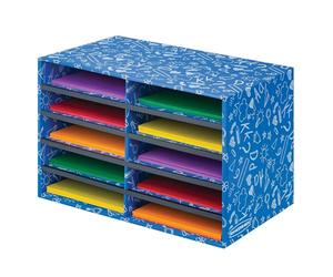 Bankers Box Classroom Collection 10-Compartment Mail Sorters, 19.5" x 12.375", Blue (3384201)