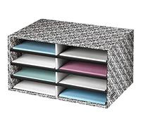 Bankers Box Decorative Eight Compartment Literature Sorter, Letter, Black/White Brocade (6171302)