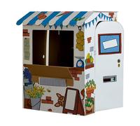 BANKERS BOX Market Stall Playhouse for Kids XL (106.6 x 81.6 x 93cm) - Colour-In Cardboard Den, FSC Certified & Recyclable, Arts & Crafts Toy - Ages 3+