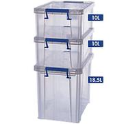Bankers Box Prostore Storage Box Set 2X10L, 1X18.5L Transparent Set of 3
