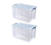 BANKERS BOX ProStore Storage Box 26L - 2 Pack - Heavy Duty Stackable Plastic Storage with Clip-Lock Lid - BPA-Free and Recyclable - Office, Home, Garage