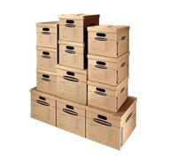 BANKERS BOX SmoothMove Classic Moving Boxes, Tape-Free Assembly, Easy Carry Handles, Brown, Assorted 12 Pack (7716401)