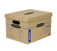 Bankers Box SmoothMove Classic Moving Boxes, Tape-Free Assembly, Easy Carry Handles, Small, 15 x 12 x 10 Inches, 5 Pack (7714902)