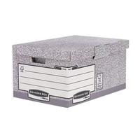 BANKERS BOX 10 System Flip Top Maxi Storage Boxe with Lids - Cardboard Storage Box with Lids for Office Storage - Archive Boxes with Handles - W37.8 x H29.3 x D54.5cm (Pack of 10) - Grey