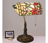 Bankers Lamp, Lamp,Desk Lamp,Vintage Lamp, Table Lamp,Bedside Lamps,Reading Lamps for Bedside Table Study Office,Alloy Base,W11 H15,A bird flower